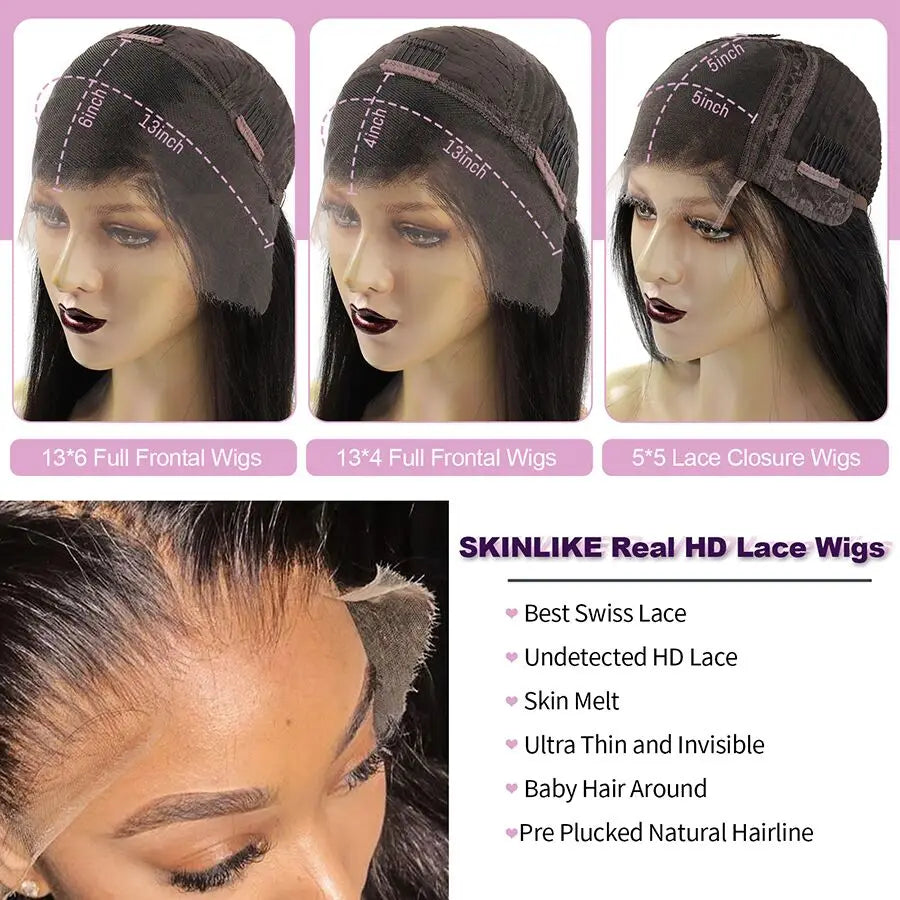 Glueless13x6 Full Frontal HD Lace Wig Chocolate Brown Colored Human Hair Body Wave Pre Plucked Natural Hairline For Black Woman