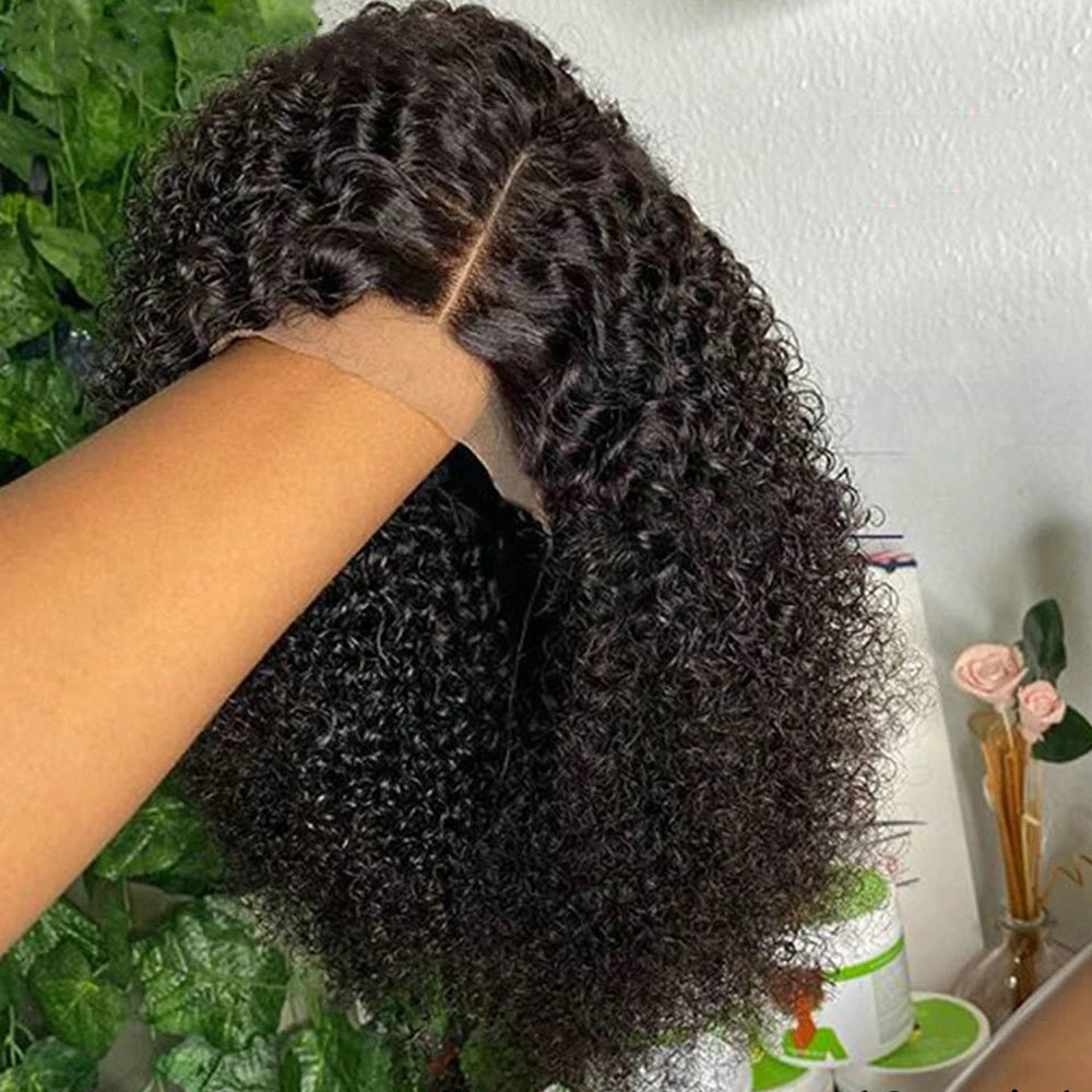 12A Kinky Curly Short Bob Human Hair Wigs 13x4 Lace Frontal Closure Water Wave Wigs Glueless Brazilian Remy Wigs For Women