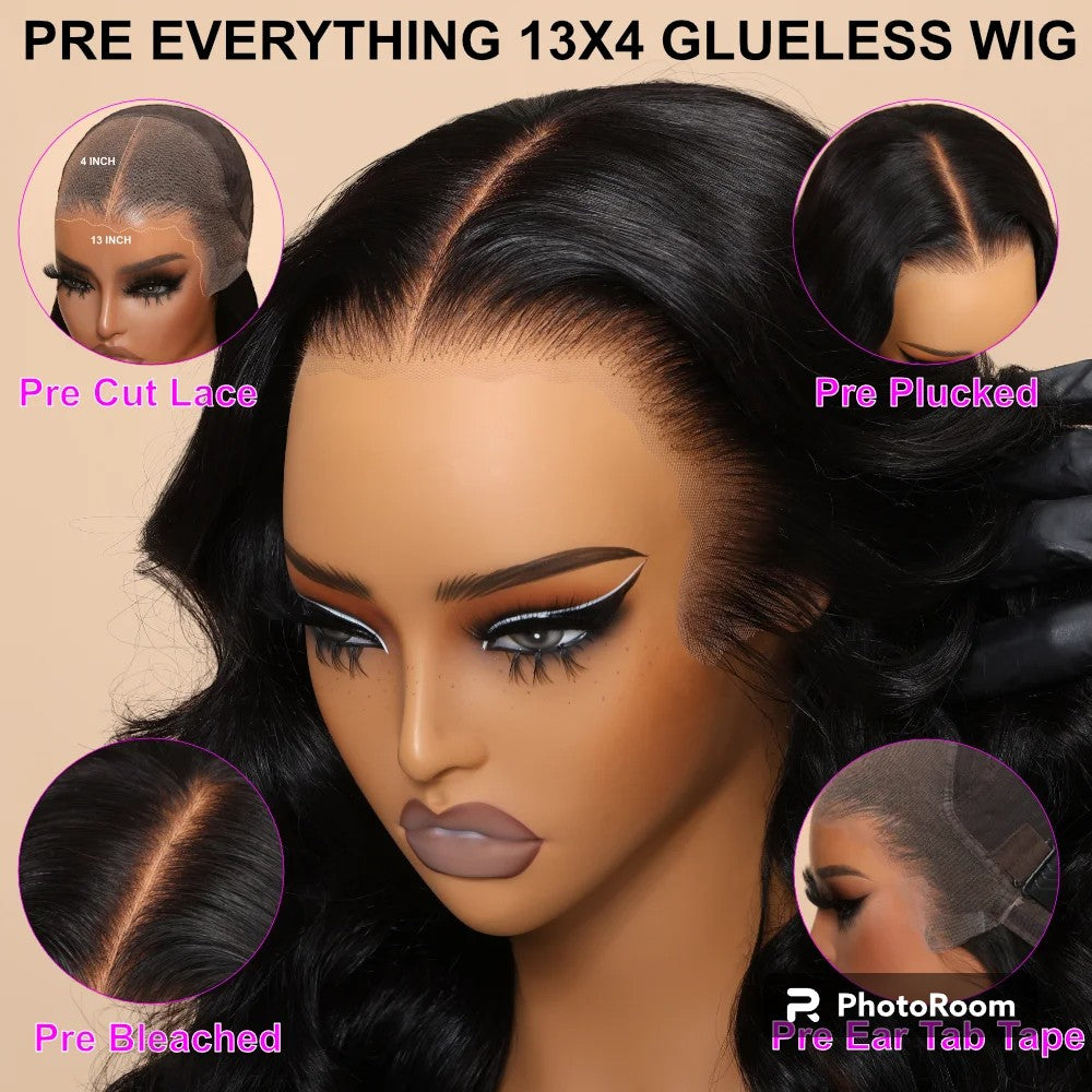 3D Body Wave Wig Human Hair 13x4 Lace Front Wig Ear To Ear Pre Plucked Pre Bleached Pre Cut Pre Everything Frontal Wig