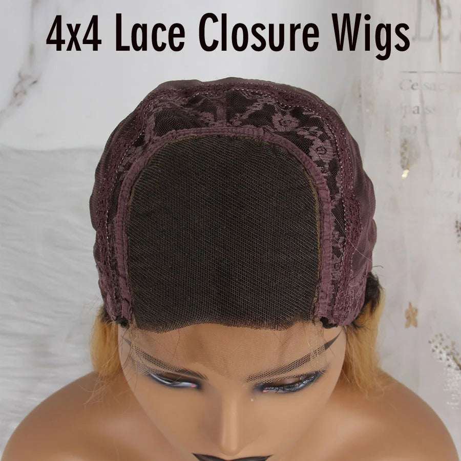 99j Color Peruvian Hair Lace Wig with Bangs Dark Red Short Human Hair 4x4 Closure Wigs Glueless 13x4x4 Lace Front Wig