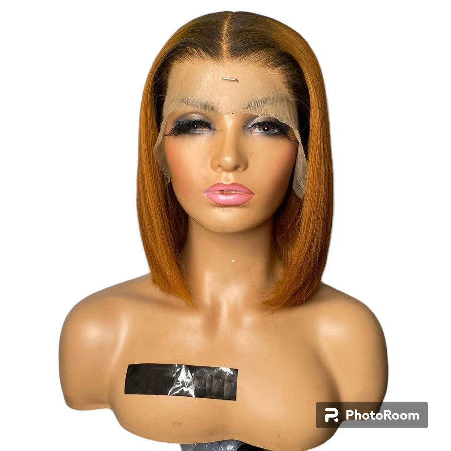 Ginger Orange Color 4x4 Clousre Lace Wigs with Baby Hair 13x1 Short Bob Lace Front Wig Brazilian Remy Human Hair Wigs