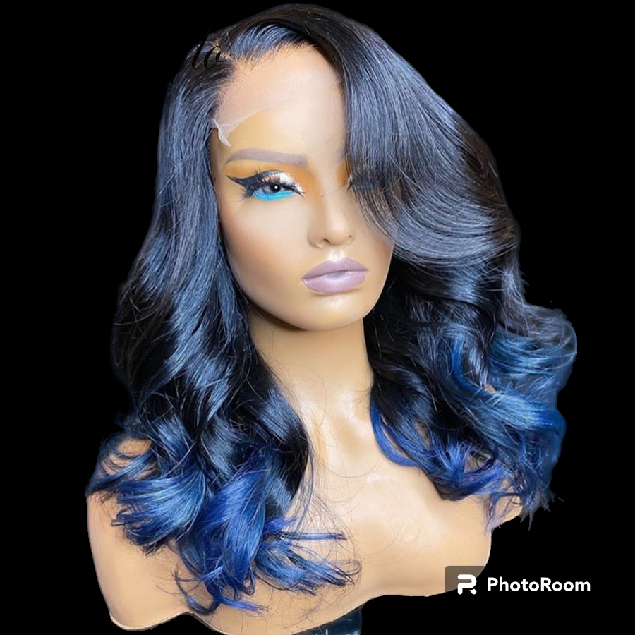 Blue Ombre Human Hair wig