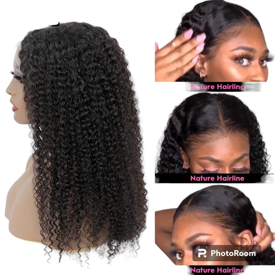 Mongolian Kinky Curly Human Hair Wigs For Women T Part Lace Wigs Hair Curly Wig 13X1 T Part Lace Wig Human Hair