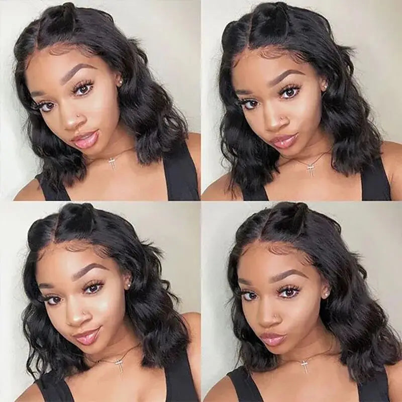 Body Wave Lace Front Wig Pre Bleached Knots Glueless Wig Wear And Go Short Bob Hair