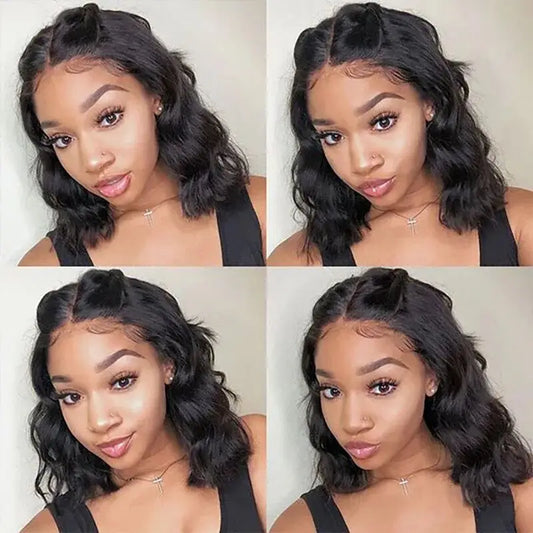 Body Wave Lace Front Wig Pre Bleached Knots Glueless Wig Wear And Go Short Bob Hair