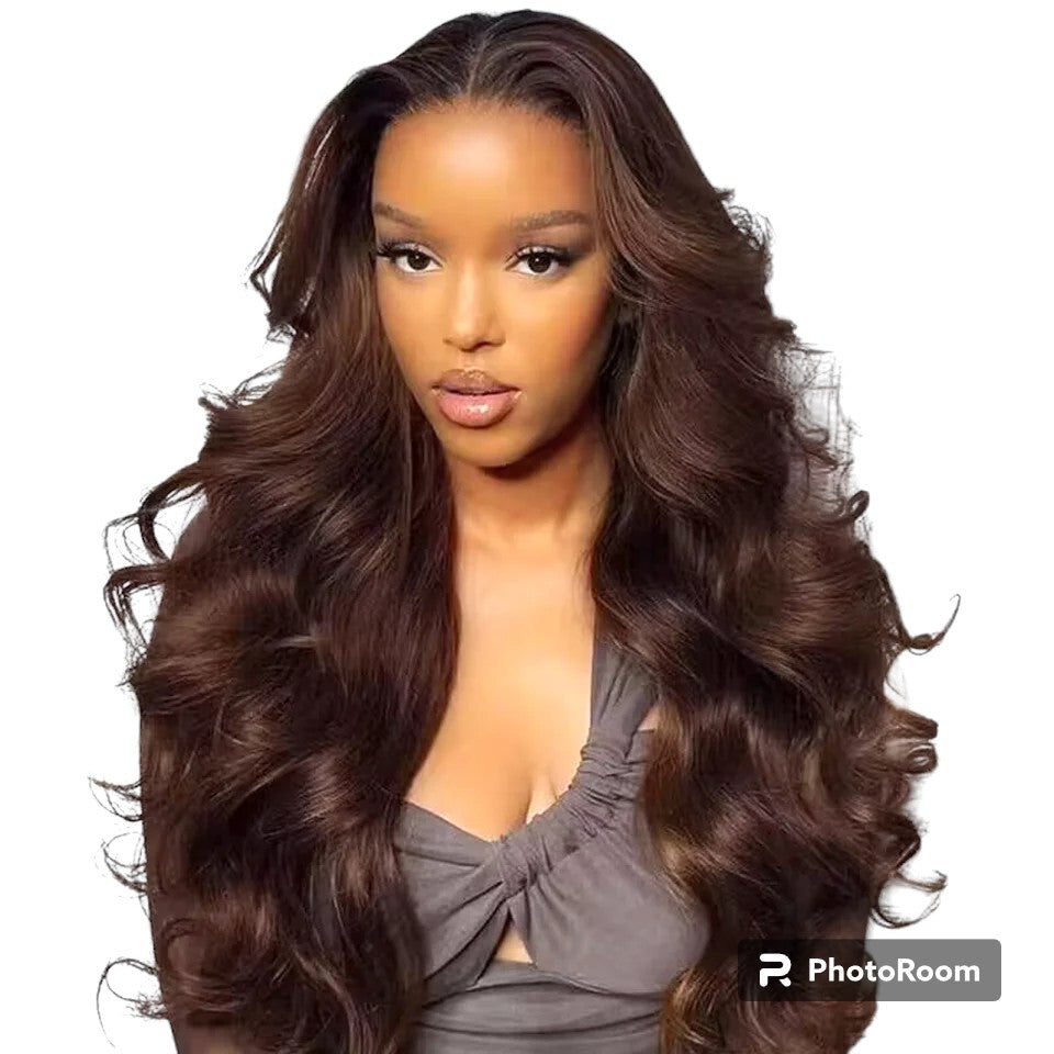 Wear And Go Glueless Human Hair Wig Hair Body Wave Lace Front Wig #4 Chocolate Brown Colored Wigs Lace Closure Wigs