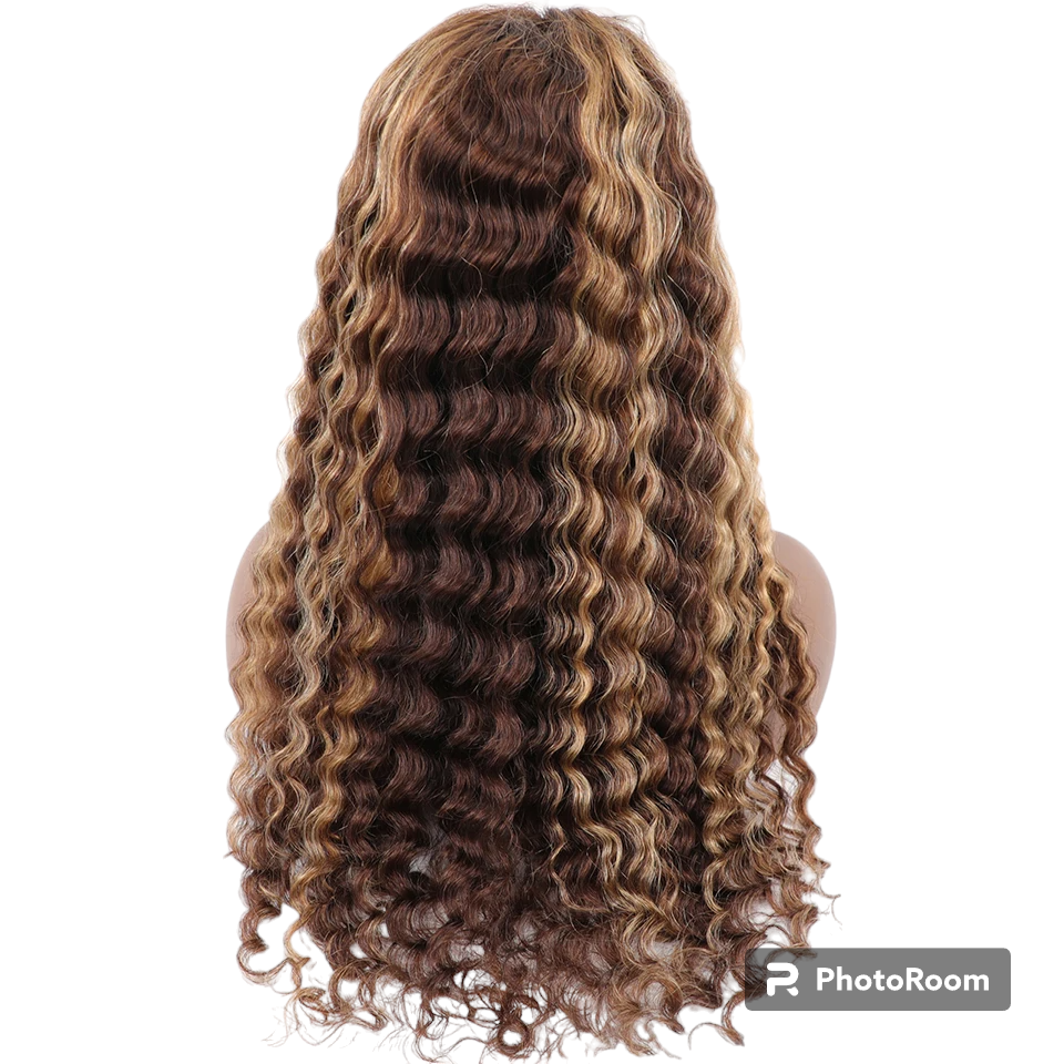 Wear And Go Glueless Wig Ombre Highlight Mongolian Deep Wave 6x4 Hd Lace Glueless Pre Plucked Human Wigs Ready To Go