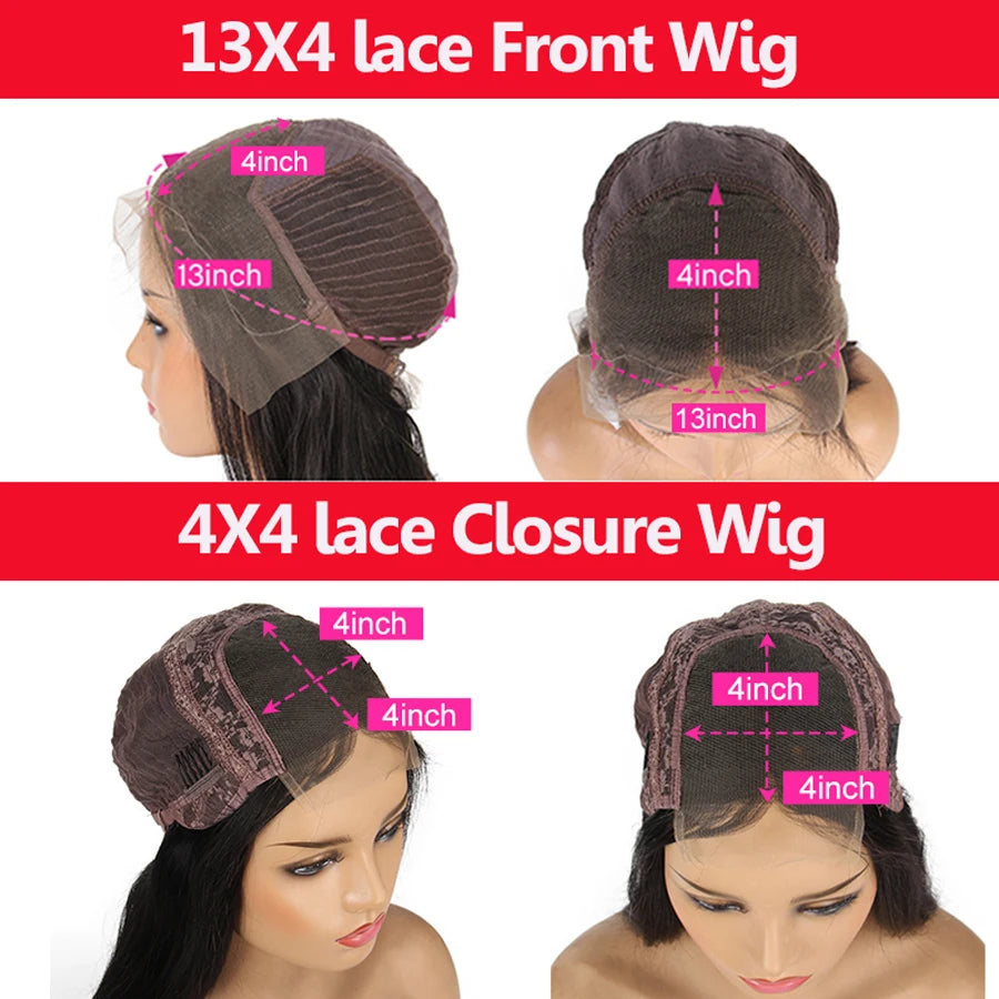 Highlight Pink Color 13x4 Lace Front WIgs with Middle Part Brazilian Hair 4x4 Lace Closure Wigs  Brazlian Hair Wigs