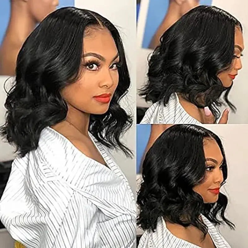 Body Wave Lace Front Wig Pre Bleached Knots Glueless Wig Wear And Go Short Bob Hair