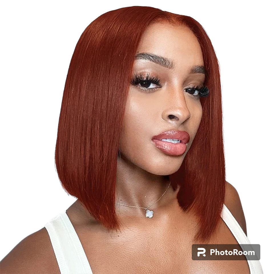 Colored Wig Reddish Brown #33 Straight Wig Wear And Go Pre Cut Pre Plucked Glueless Bob Wig Human Hair Lace Front Wigs