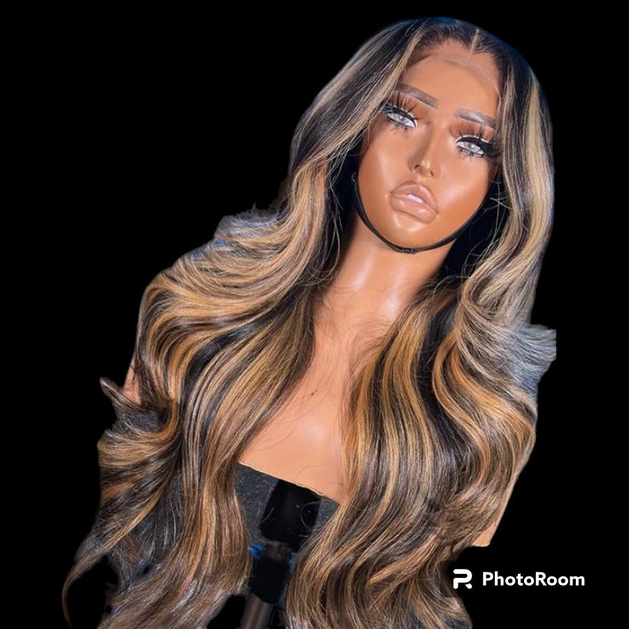 13x6 HD Lace Front Wigs 250% Body Wave 1B27 Highlight Human Hair Wigs Pre Plucked HD Transparent Lace Wigs Melt Skins