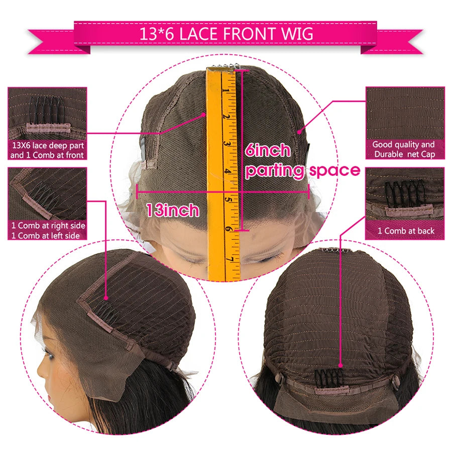 Highlight Pink Color 13x4 Lace Front WIgs with Middle Part Brazilian Hair 4x4 Lace Closure Wigs  Brazlian Hair Wigs