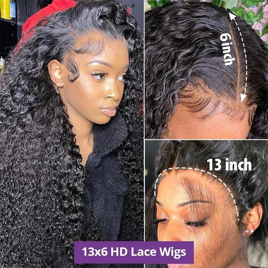 Curly Human Hair Wigs For Women Water Wave Lace Front Wig 13x6 Lace Frontal Deep Wave Wig 100% Human Hair Hd Lace Wigs