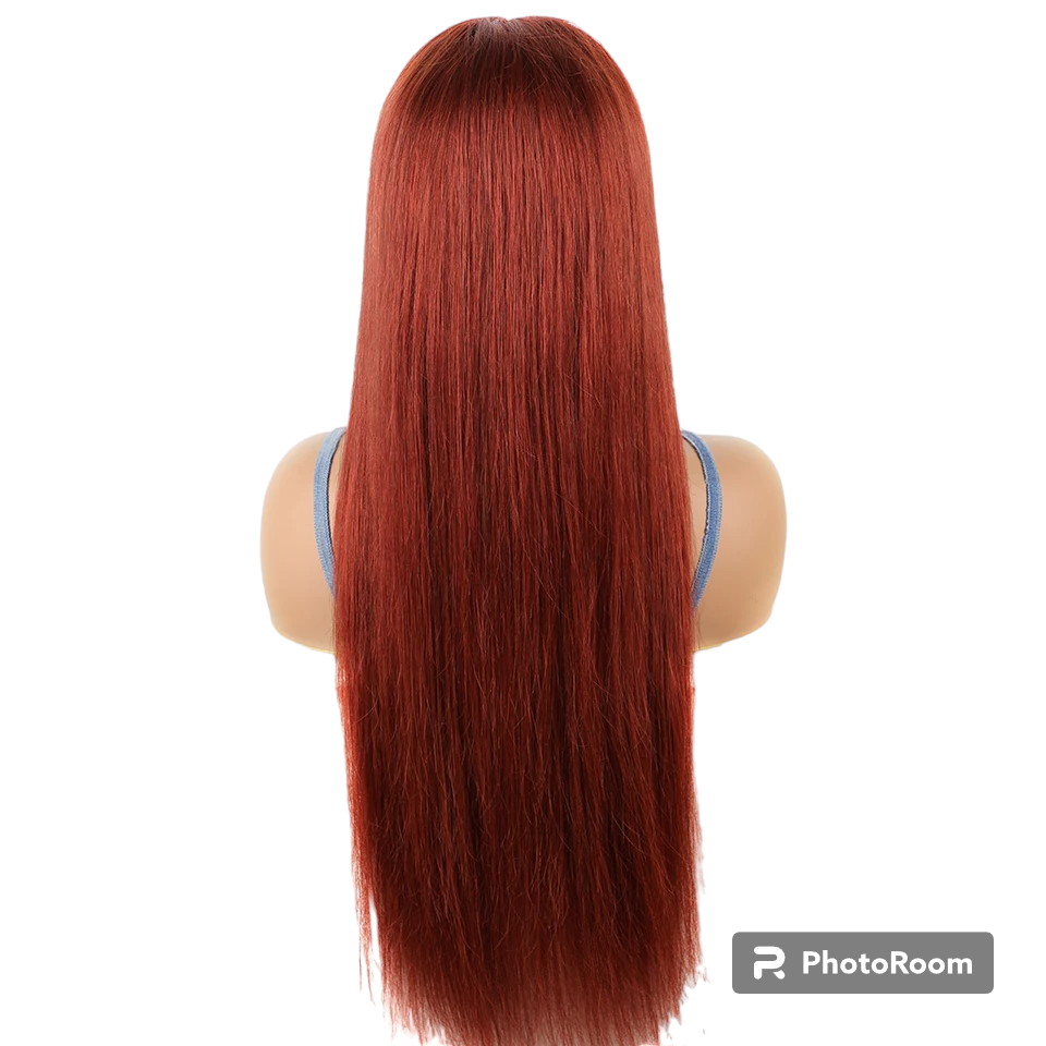 Reddish Brown Bone Straight Lace Front Wigs Human Hair Wear Go Glueless HD ISEE Hair 6x4 Lace Closure Wig