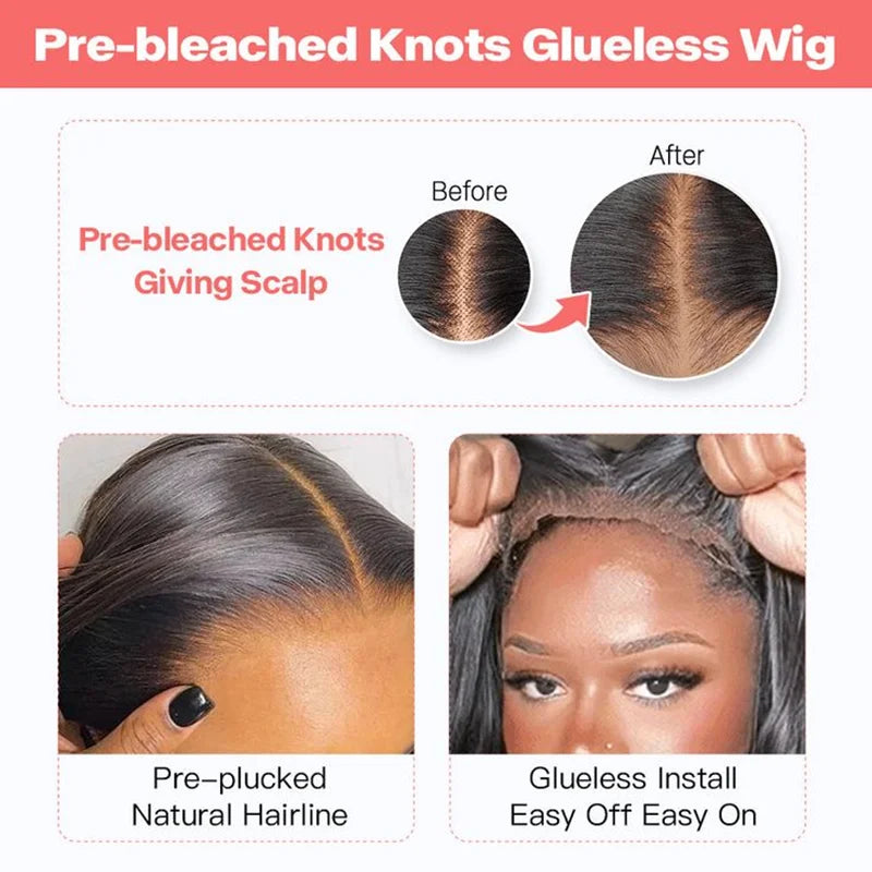 Pre Bleached Knots Wear And Go Short Bob Hair Wig Human Hair Transparent Glueless Straight Lace Front Wig PrePlucked