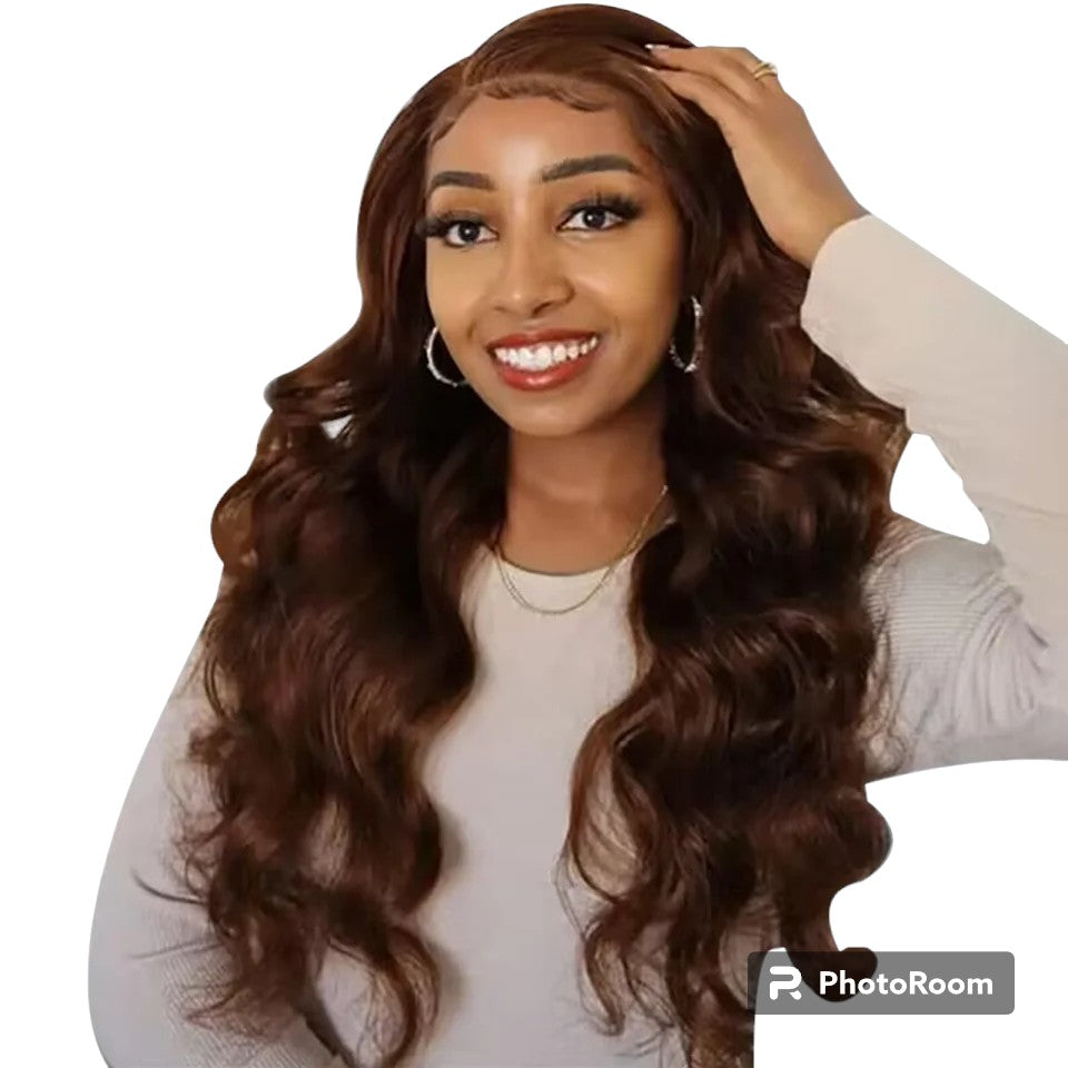 Wear And Go Glueless Human Hair Wig Hair Body Wave Lace Front Wig #4 Chocolate Brown Colored Wigs Lace Closure Wigs