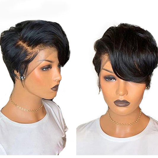 Real Hair Lace Head Cover Short Wig